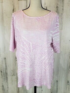 Chico's Light Pink & White Abstract Scoop Neck Tunic Size 3